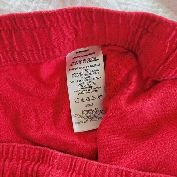 Nautica Linen Blend Red Women's Shorts Adjustable Drawstring Elastic Waist M - Picture 6 of 7